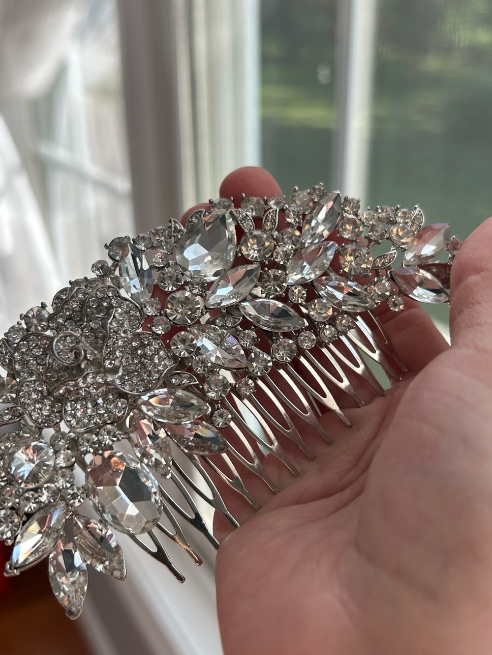 Crystal Bridal Hair Comb - Silver Rhinestone Accent